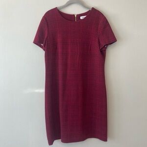 Calvin Klein Sheath Dress Plaid Print Size 12